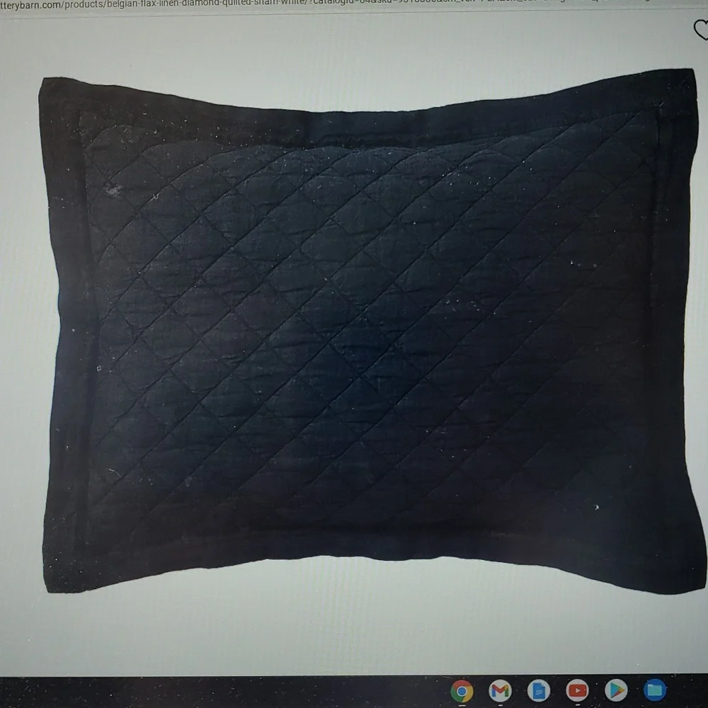 Pottery Barn Belgian Flax Linen Diamond Quilted Pillow Shams Set of 2